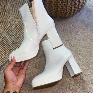 White platform gogo boots booties